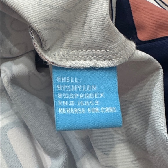 New!! J McLAUGHLIN Cooper Funnel Neck Tunic Mod Dress Navy/Pink Pattern size XS - Picture 8 of 9